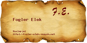 Fogler Elek névjegykártya